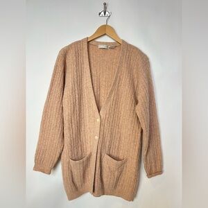 Vtg Liz Claiborne Collection Angora Cable Knit long‎ Cardigan, Size S
